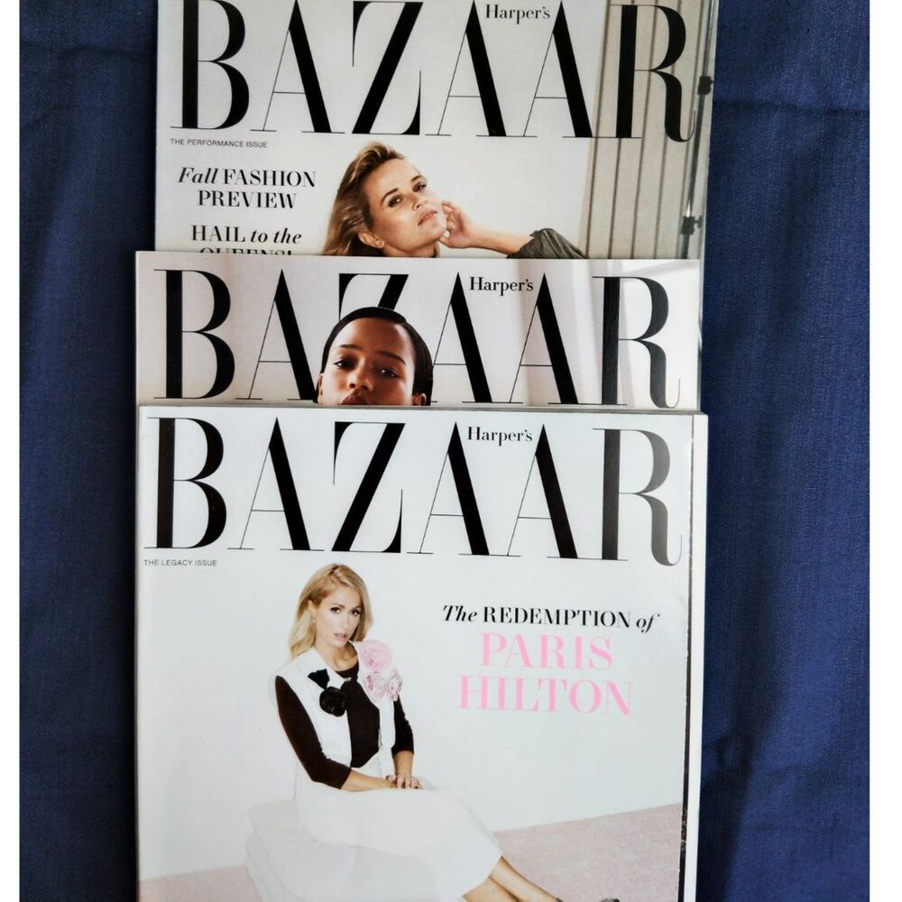 Lot of 3 Harper's Bazaar 2023 Magazine Paris Hilton Reese Witherspoon